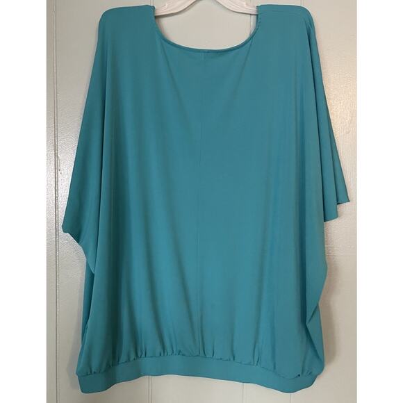 Lane Bryant sz 22/24 Slinky‎ Top stretchy Blue dolman sleeves shirt Pre-owned - Picture 4 of 4